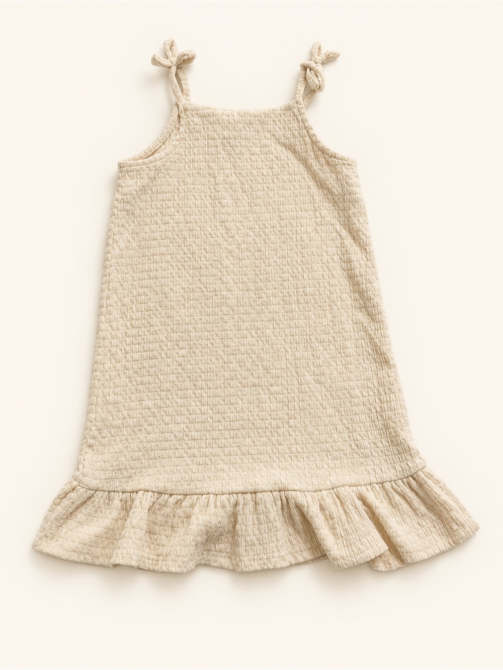 H&M Cream Textured Ruffle-Hem Sleeveless Nightgown